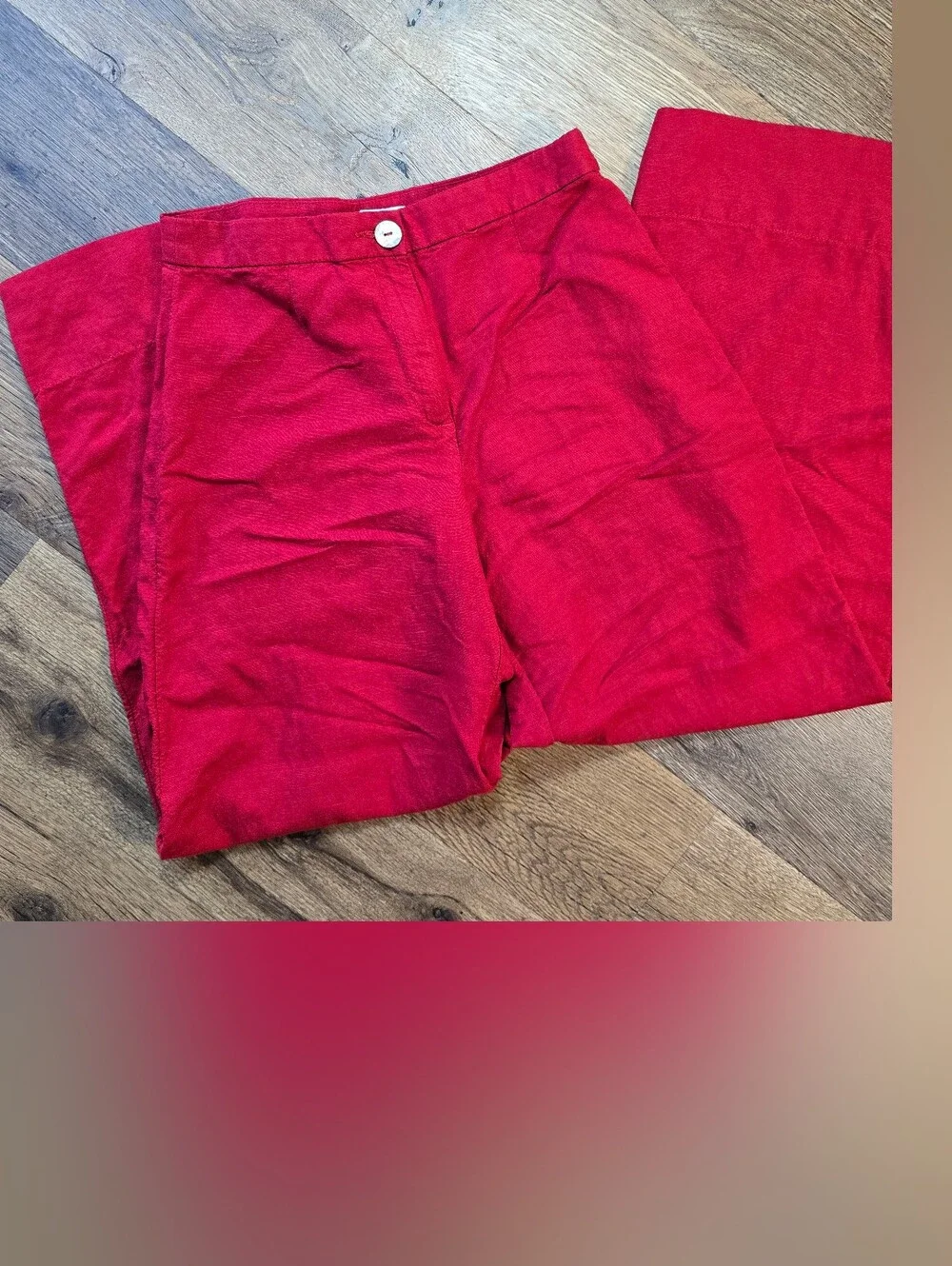 H&M Dark Red Wide-Leg Pants Linen Blend